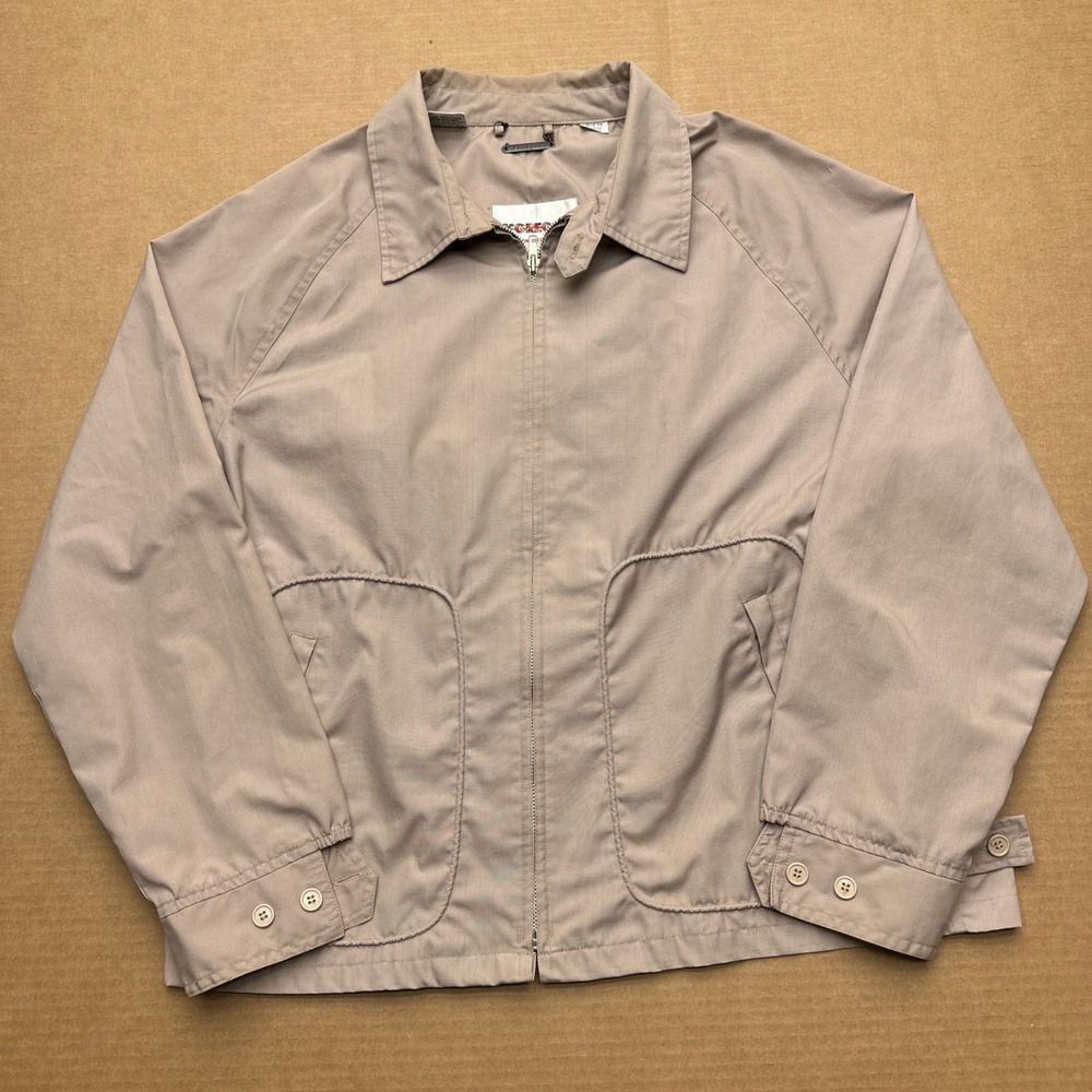 McGregor Harrington Jacket Mens Sz L Beige Zip Up Long Sleeve Windbreaker Light - Picture 1 of 5